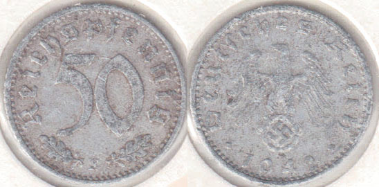 1942 E Germany 50 Pfennig A001051.